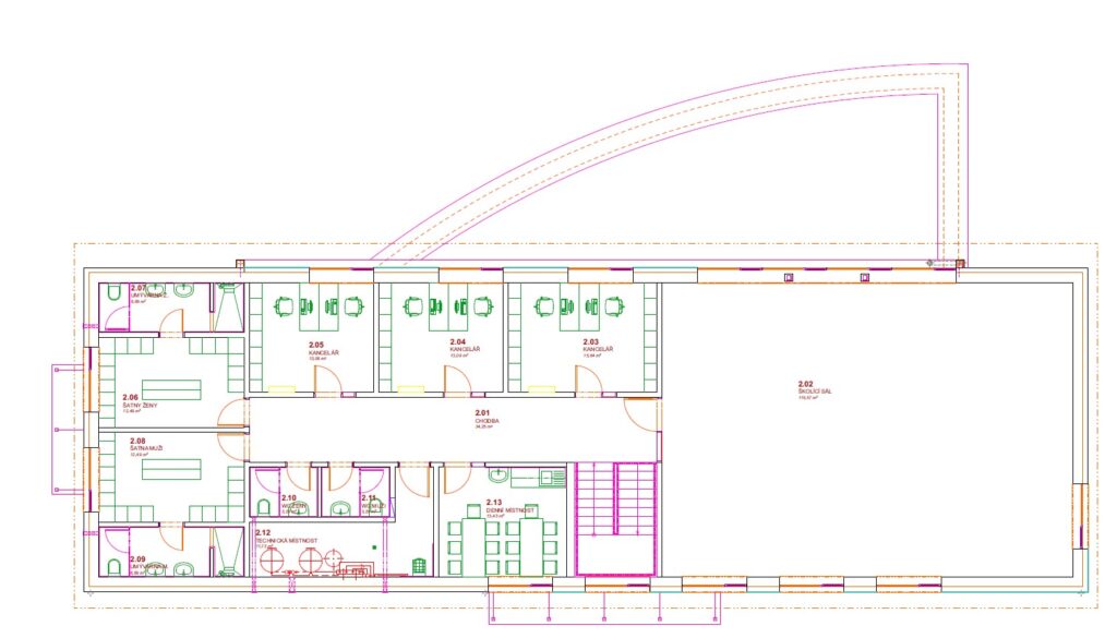 A Budova — půdorys 2. NP
